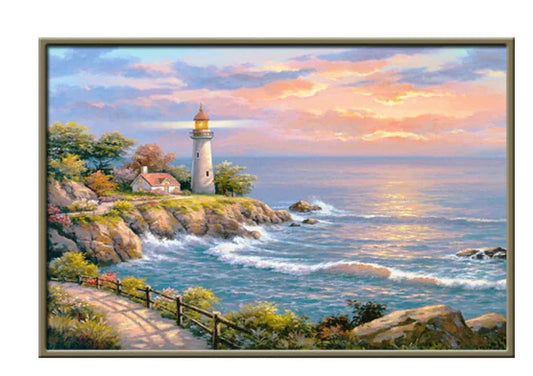 Frameless DIY Diamond Painting Seaside Landscape Art