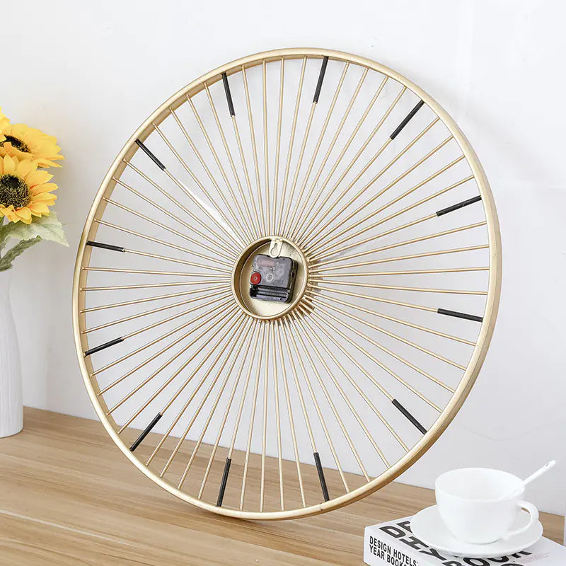 Gold Iron Art Wall Clock - Nordic Minimalist Design