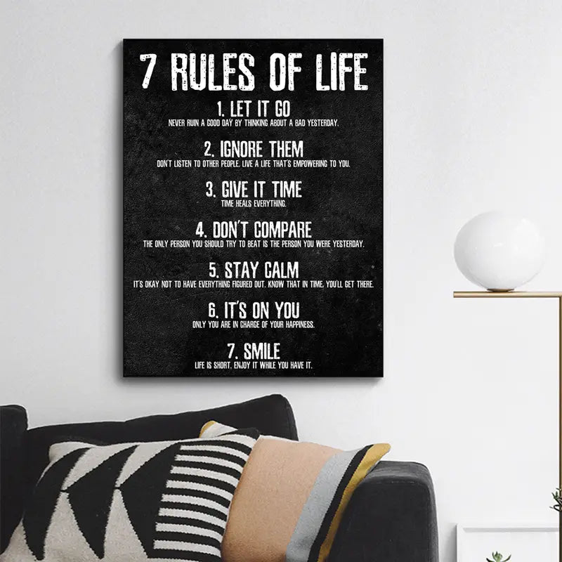 Frameless Wall Poster - 7 Rules of Life Canvas (1pc)