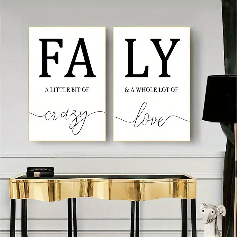 3-Piece Black and White Family Canvas Wall Art Set