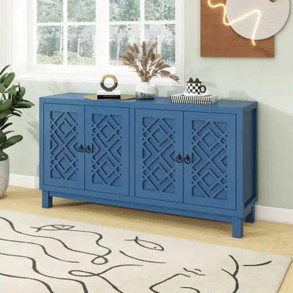 Large Storage Sideboard, 4-door Buffet Cabinet With Pull-tab Handle, Suitable For Living Room, Dining Room