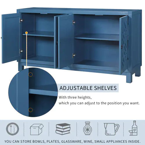 Large Storage Sideboard, 4-door Buffet Cabinet With Pull-tab Handle, Suitable For Living Room, Dining Room
