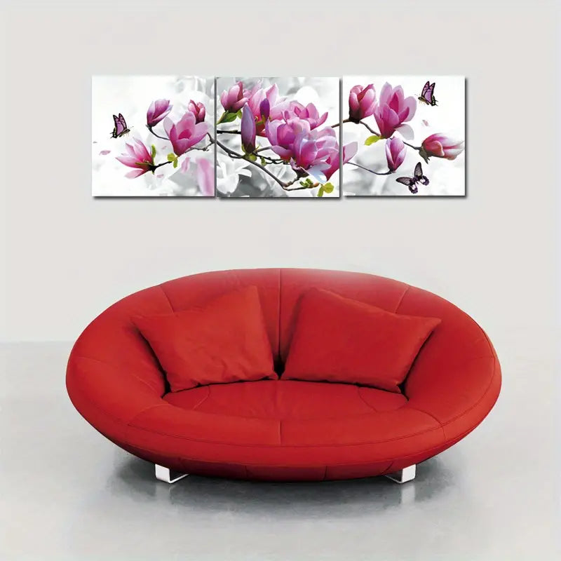 3-Piece Set: Unframed HD Canvas Art of Pink Butterfly