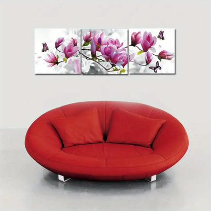 3-Piece Set: Unframed HD Canvas Art of Pink Butterfly