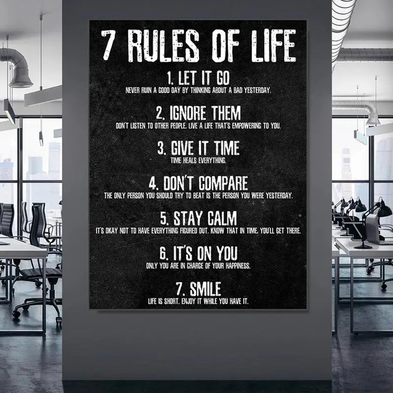 Frameless Wall Poster - 7 Rules of Life Canvas (1pc)