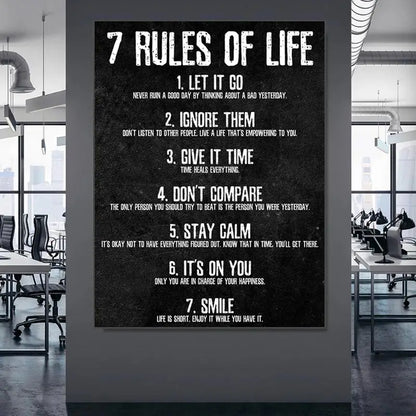 Frameless Wall Poster - 7 Rules of Life Canvas (1pc)