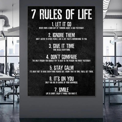 Frameless Wall Poster - 7 Rules of Life Canvas (1pc)