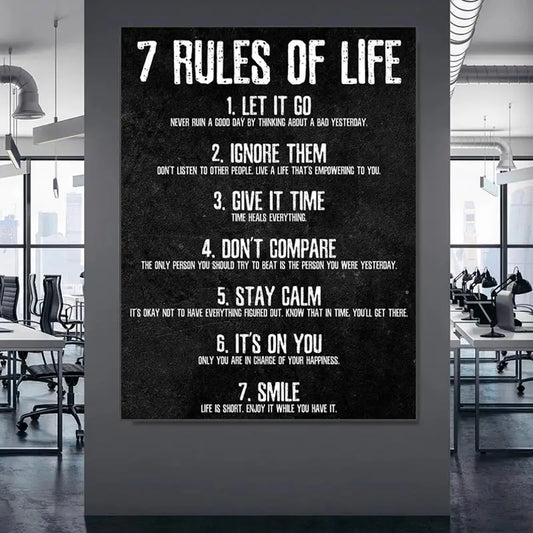 Frameless Wall Poster - 7 Rules of Life Canvas (1pc)